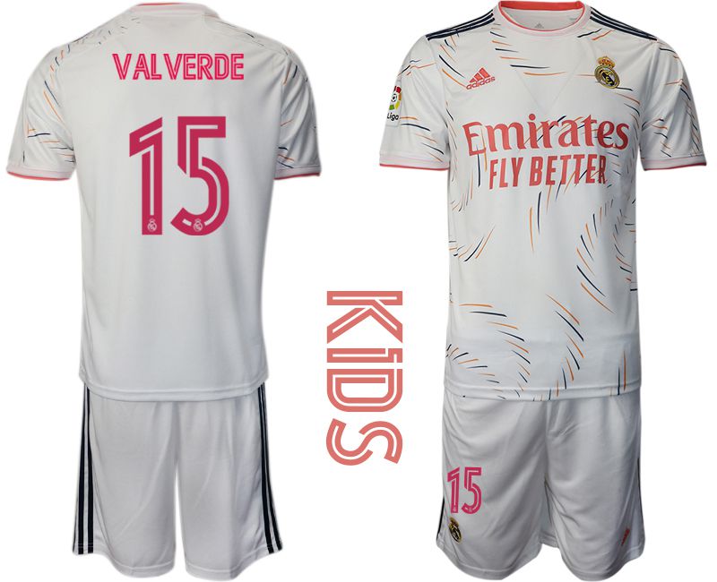 Youth 2021-2022 Club Real Madrid home white #15 Adidas Soccer Jersey